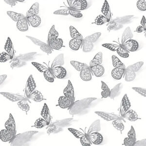 Mariposa Plastica Plata 12 pzas